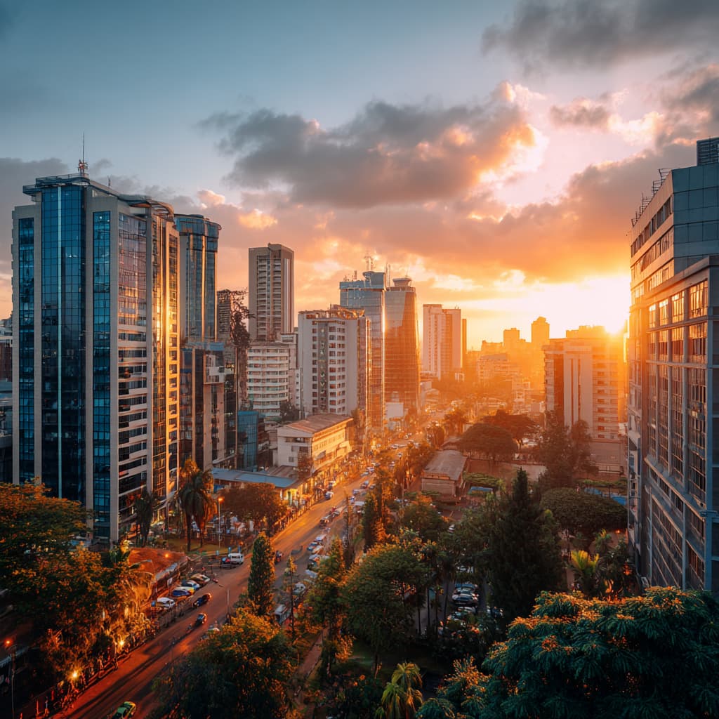 An African city in the afternoon